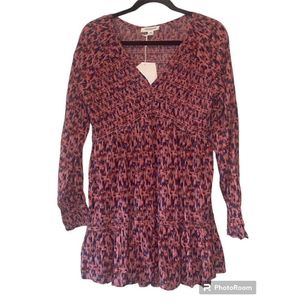 Beachlunchlounge collection bell sleeve smocked and tiered mini dress Medium